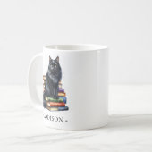 Livres et Mug de chat noir avec Modèle de nom (Devant gauche)