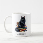 Livres et Mug de chat noir avec Modèle de nom (Gauche)
