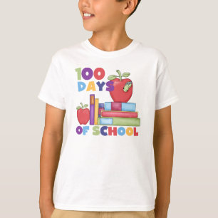 Livres et pommes 100 jours de T-shirts d'école