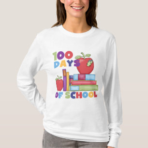 Livres et pommes 100 jours de T-shirts d'école