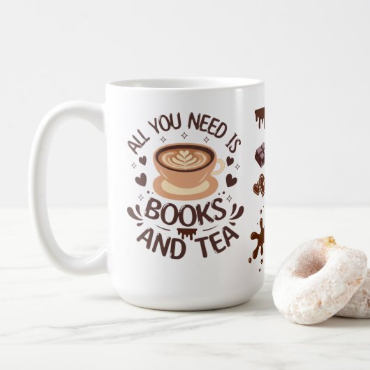 Livres et Tasse de Thé Lectrice Graphique (Avec donut)