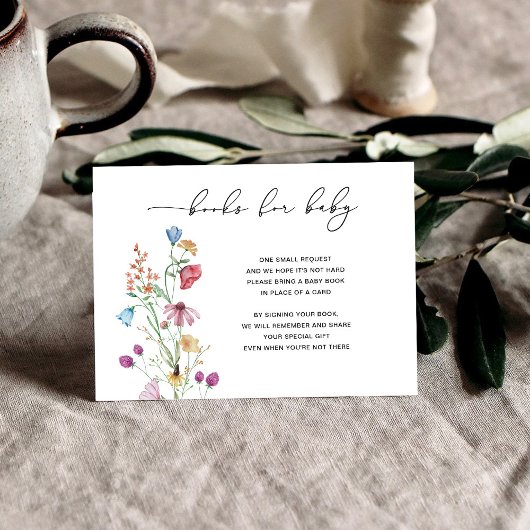 Livres fleur sauvage pour carte bébé