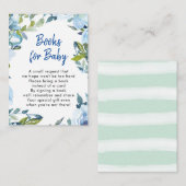 livres floraux bleus pour la carte de demande bébé (Devant / Derrière)