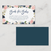 Livres floraux Navy & blush pour carte bébé (Devant / Derrière)