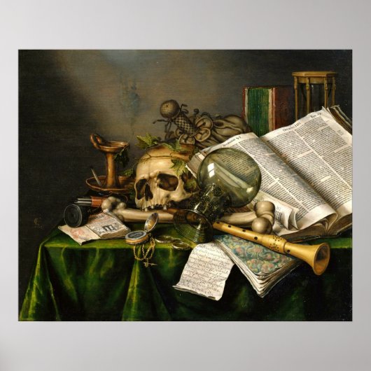 Livres, manuscrits et affiche crânienne (Devant)