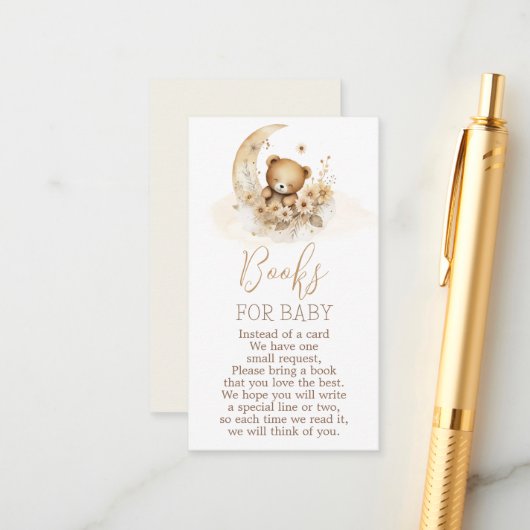 Livres Ourson pour carte bébé garçon (Devant/Arrière en situation)