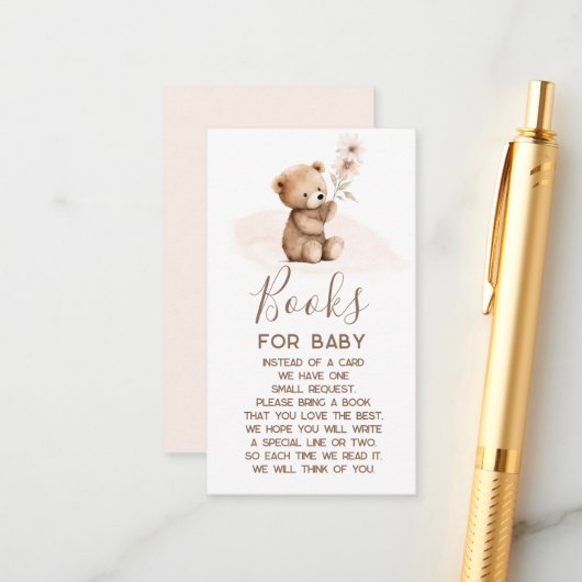 Livres Ourson pour carte de bébé (Devant/Arrière en situation)