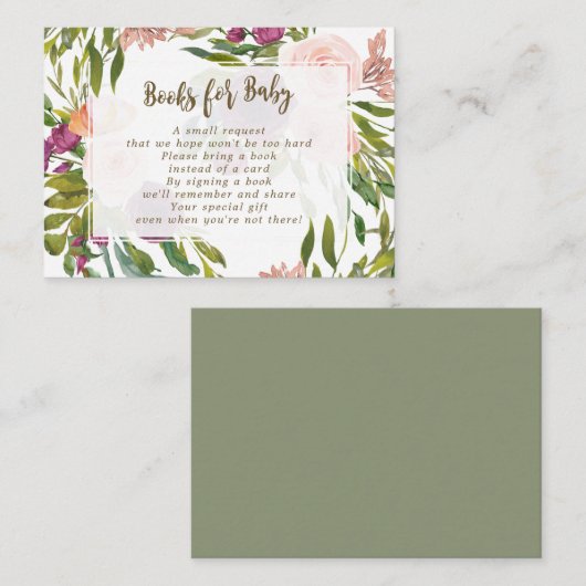 livres pour cartes de demande pour bébé fleurs ver (Devant / Derrière)