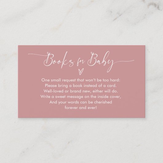 Livres rose Dusty pour carte de boîtier Baby showe (Devant)