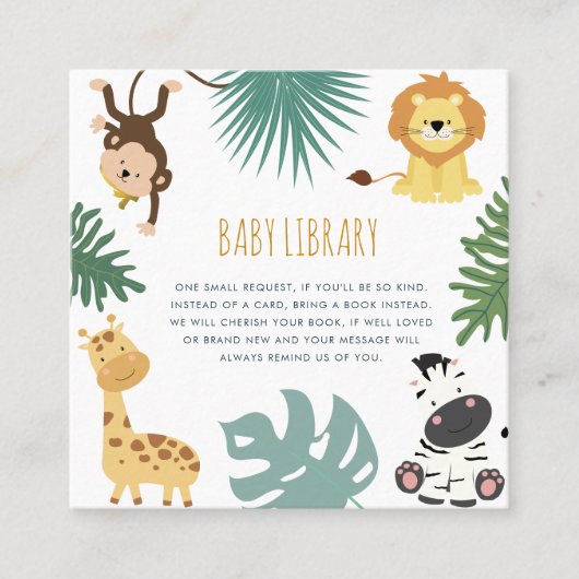 Livres safari sauvage pour carte bébé (Devant)