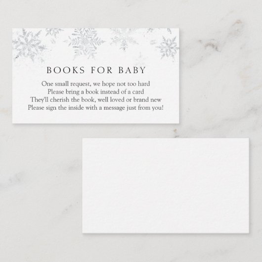 Livres Silver Snowflake pour Baby insert carte (Devant / Derrière)