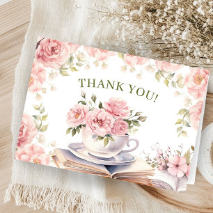 Livres & Thé Baby Shower Rose Cartes de Remercieme