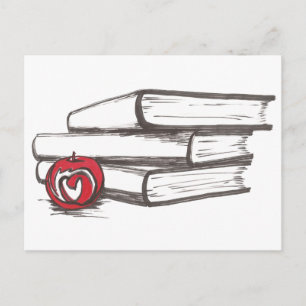 Livres + Une Apple   Carte postale   Personnalisab