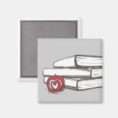 Livres + Une Pomme | Magnet | Personnalisable (Recto/Verso)