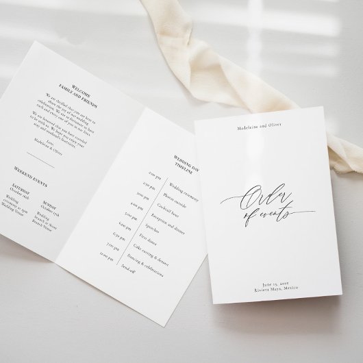 Livret de programme de mariage moderne avec chrono