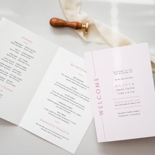 Livret de programme plié pour Bat Mitzvah rose cla