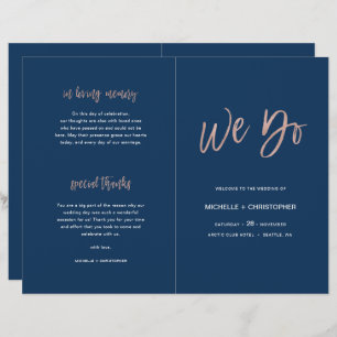 Livret du programme de mariage Gold Chic Blue & Ro