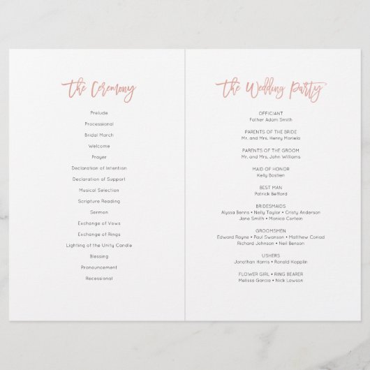 Livret du programme de mariage Gold Chic Blue & Ro (Dos)