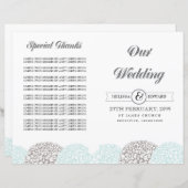 Livret du programme de mariage vintage Aqua Flower (Devant / Derrière)