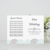 Livret du programme de mariage vintage Aqua Flower (Debout devant)