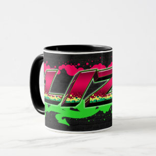 Liza Prénom Graffiti red Tasse verte