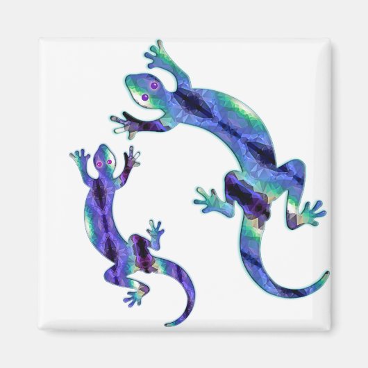 LIZARD 1 DUO BLUE EN GROENE MOSAIC MAGNEET (Voorkant)