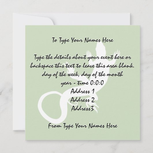 Lizard Art Invitalized Reptile RSVP Kaart (Achterkant)