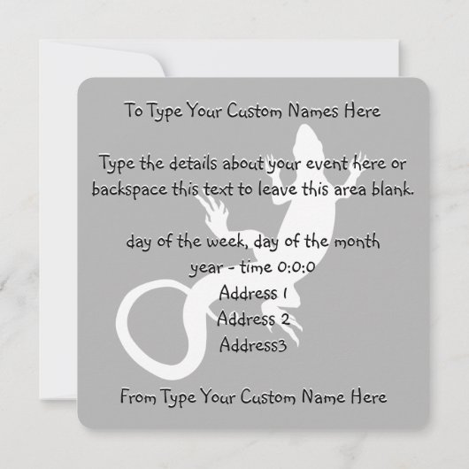 Lizard Art Invitalized Reptile RSVP Kaart (Achterkant)