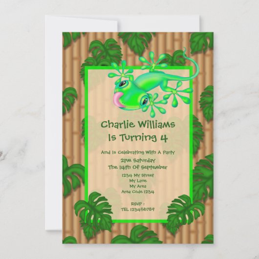 Lizard Birthday Party Kaart (Voorkant)