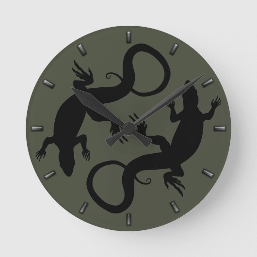 Lizard Clock Cute Reptile Art Lizard Wall Clock Ronde Klok (Voorkant)