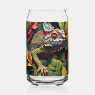 Lizard Feuilles et boîte de bière couleur