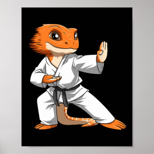 Lizard Karate Bearded Dragon-eigenaren Bearded Dra Poster