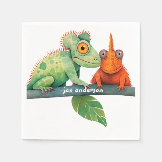 Lizard kleurrijke verjaardagsfeestje servet (Voorkant)