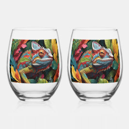 Lizard Leaves & Colour    Wijnglas Zonder Voet