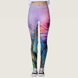Lizard Leggings Rainbow Iguana Colorful Dragon