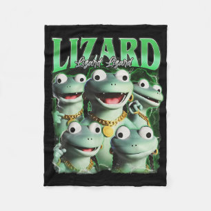 Lizard Lizard Funny Meme Lizard Bootleg Wei Fleece Deken