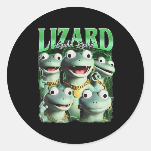 Lizard Lizard Funny Meme Lizard Bootleg Wei Ronde Sticker (Voorkant)