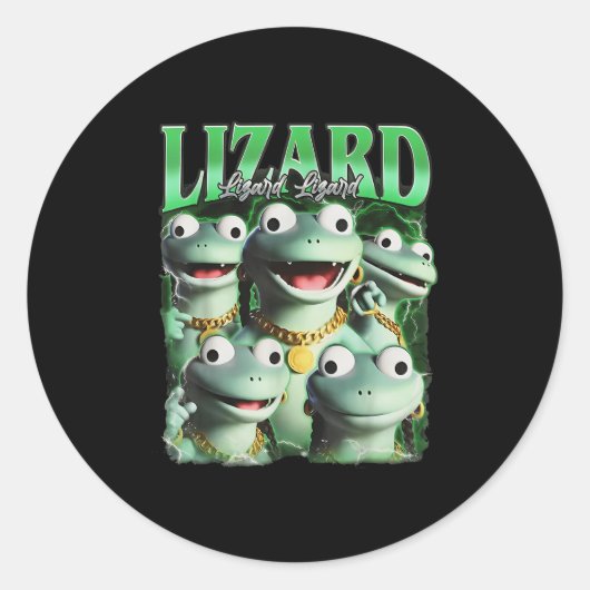 Lizard Lizard Funny Meme Lizard Bootleg Wei Ronde Sticker (Voorkant)
