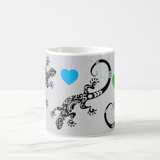 Lizard Lover Coffee Mug with Rainbow Hearts (Centre)