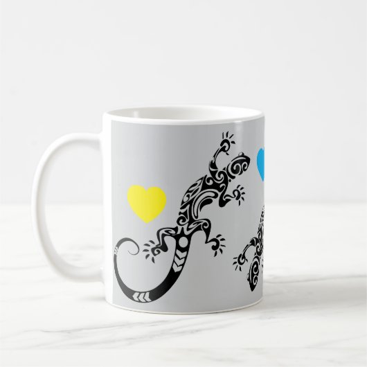 Lizard Lover Coffee Mug with Rainbow Hearts (Gauche)