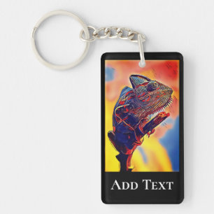 Lizard Portrait Painting Digital Art. Personaliser Sleutelhanger