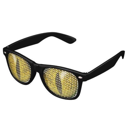 Lizard Reptilian Slit Eyes Black & Yellow Retro Zonnebril (Gekanteld)