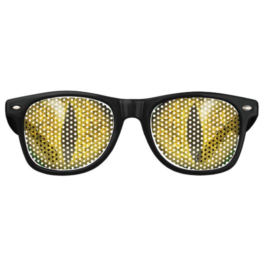 Lizard Reptilian Slit Eyes Black & Yellow Retro Zonnebril (Voorkant)
