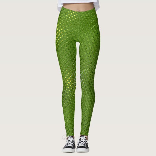 Lizard Skin Print Groen Gele Leggings (Voorkant)