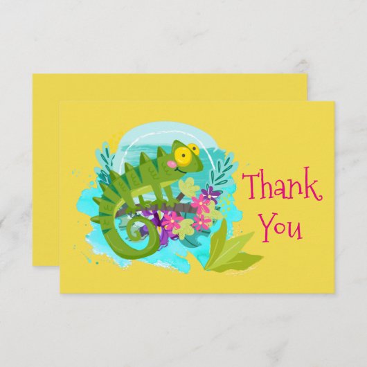 Lizard vert tropical avec Merci de fleurs (Devant / Derrière)