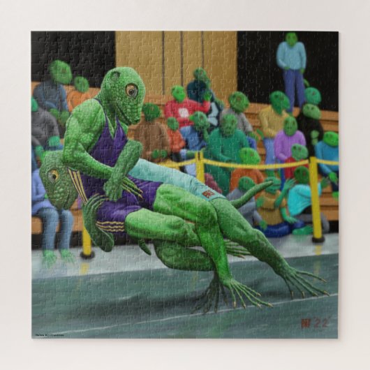 Lizard Warrior Lutte Grand Imaginaire Art Puzzle (Vertical)