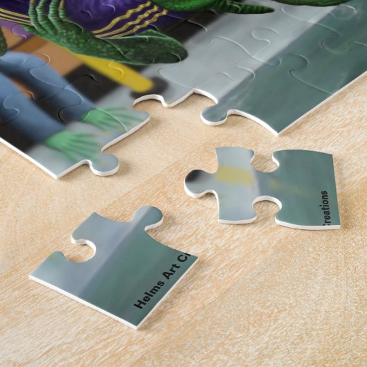 Lizard Warrior Wrestling Small Fantasy Art Puzzle Legpuzzel (Zijkant)