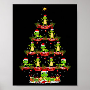 Lizard Xmas Verlichting Santa Lizard Kerstboom Poster