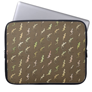 Lizards en Geckos, op koffiebruin Laptop Sleeve