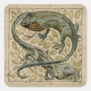 Lizards, ontworpen voor een tegel (m/v op papier) vierkante sticker